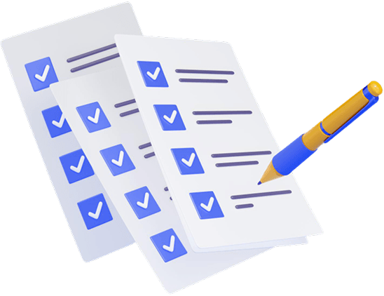 A printed insurance checklist being ticked off