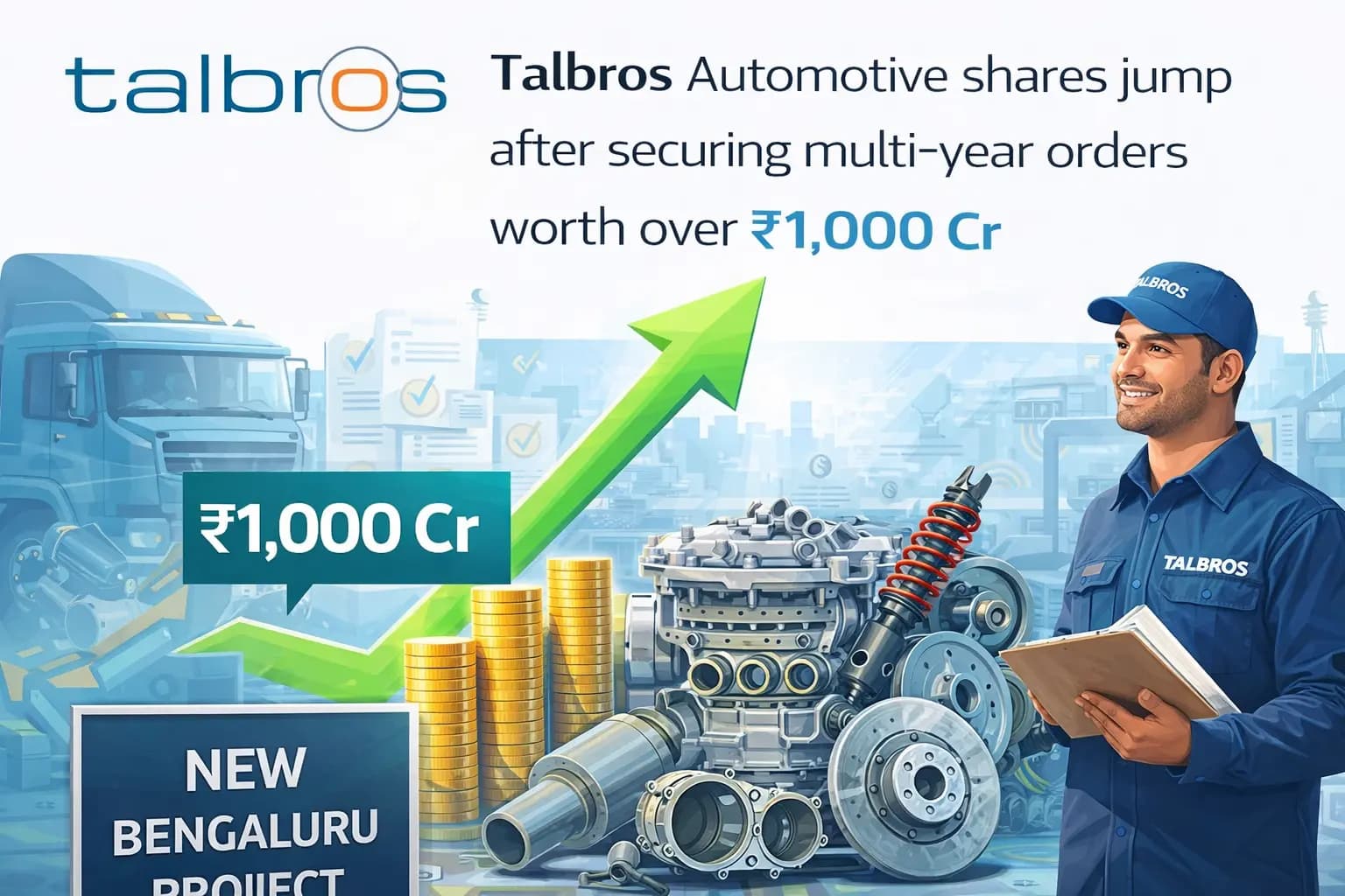 Talbros Automotive के शेयर में उछाल, ₹1,000 करोड़ से अधिक के बहु-वर्षीय ऑर्डर हासिल करने के बाद।