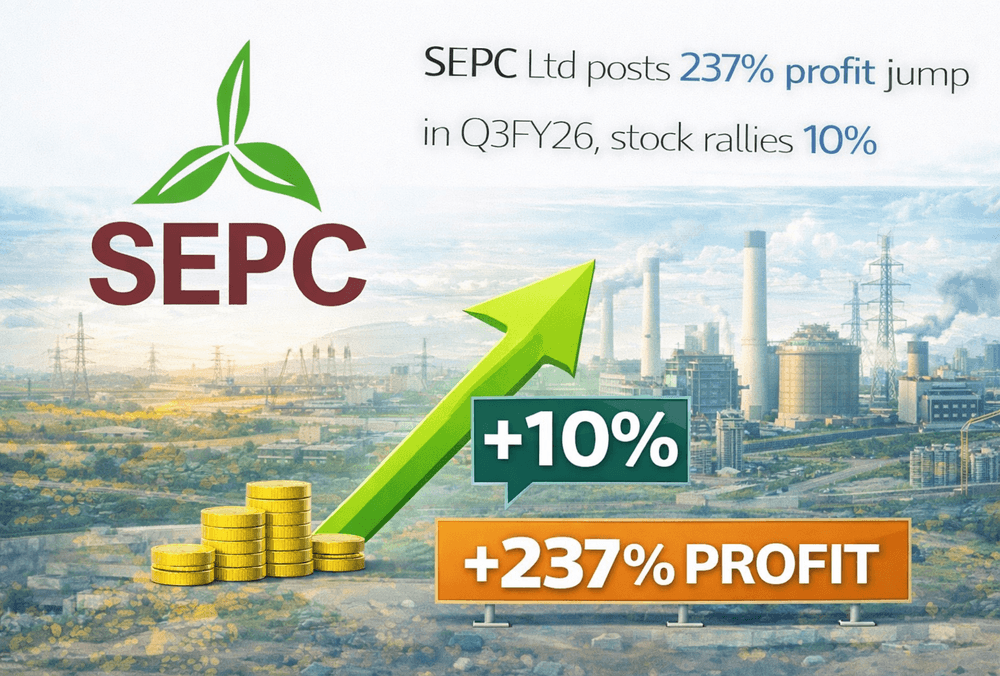 SEPC Ltd ने Q3FY26 में मुनाफे में 237% के उछाल के बाद, स्टॉक में 10% की बढ़त।