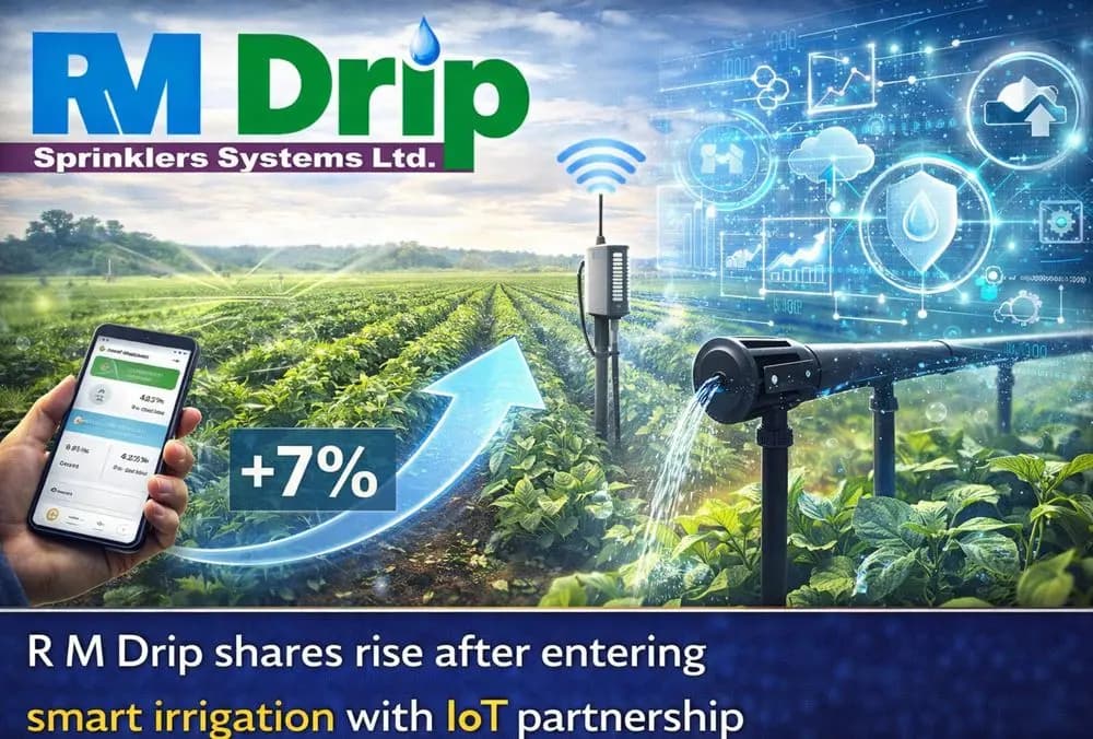 R M Drip के शेयर में तेजी, स्मार्ट इरिगेशन में IoT पार्टनरशिप के बाद ।