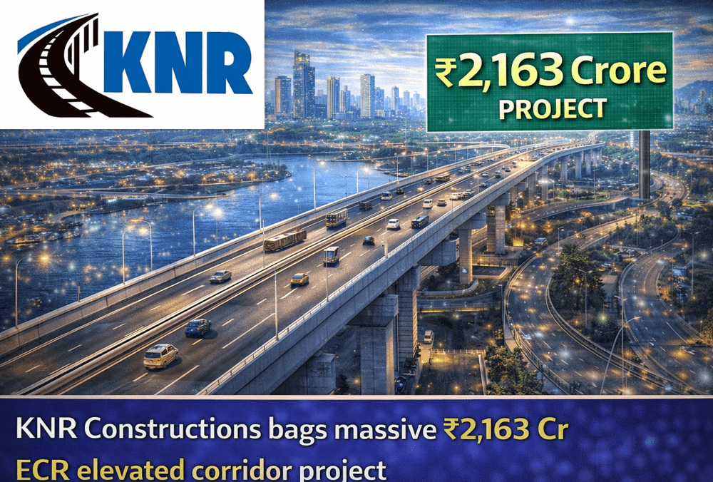 KNR Constructions ने ₹2,163 करोड़ का ECR एलिवेटेड कॉरिडोर प्रोजेक्ट हासिल किया।