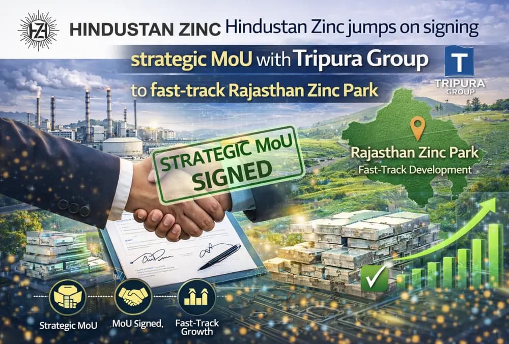 Hindustan Zinc ने Tripura Group के साथ रणनीतिक MoU पर हस्ताक्षर किए, Rajasthan Zinc Park के विकास को तेजी देने के लिए।