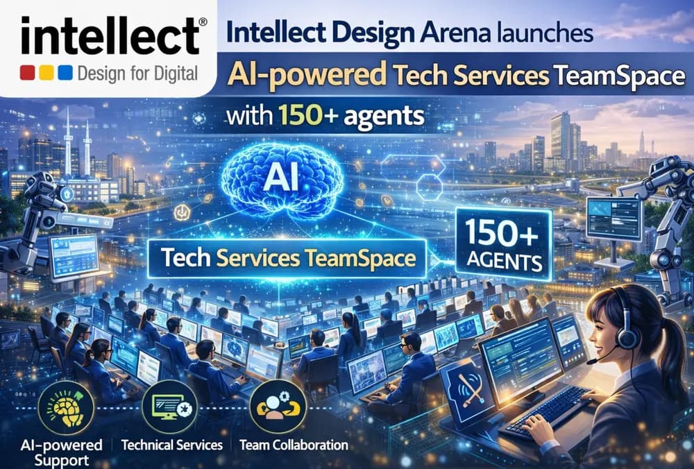 Intellect Design Arena ने AI-चालित Tech Services TeamSpace लॉन्च किया, जिसमें 150+ एजेंट्स हैं।