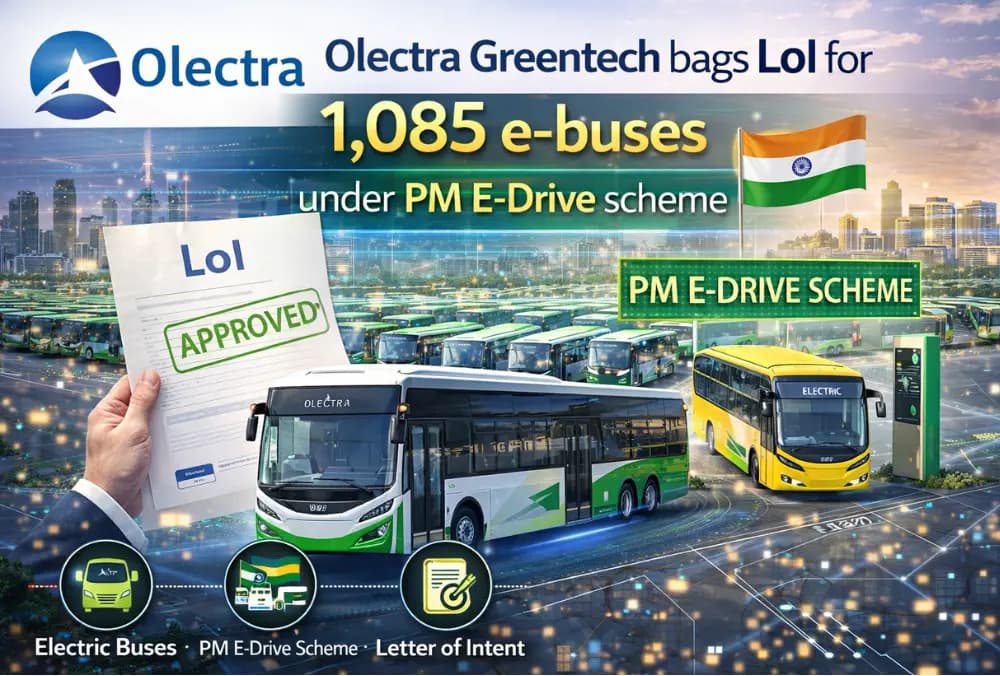 Olectra Greentech bags LoI for 1,085 e-buses under PM E-Drive scheme