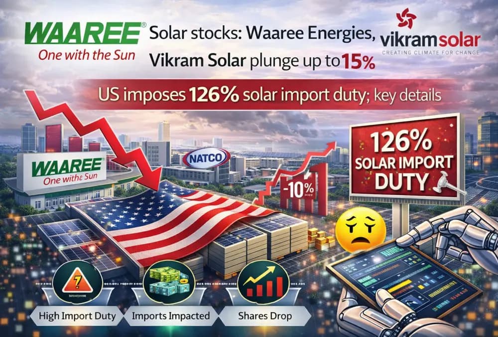 Solar stocks: Waaree Energies, Vikram Solar plunge up to 15% US imposes 126% solar import duty; key details