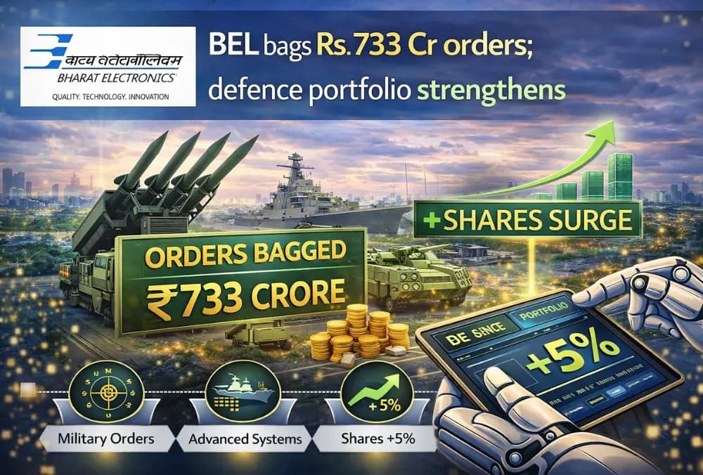 BEL ने 733 करोड़ रुपये के ऑर्डर हासिल किए; रक्षा पोर्टफोलियो मजबूत हुआ।