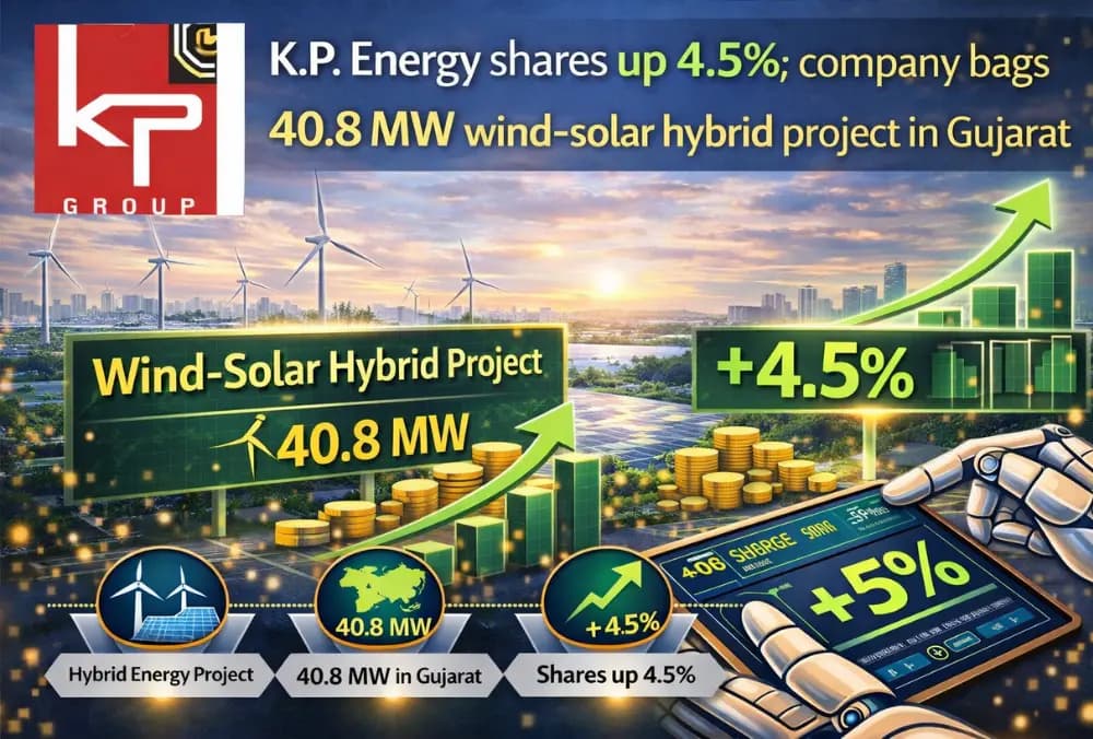 K.P. Energy shares up 4.5%; company bags 40.8 MW wind-solar hybrid project in Gujarat