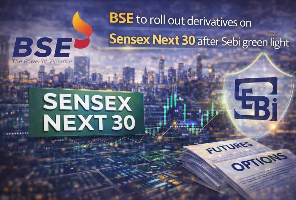 BSE को Sensex Next 30 पर डेरिवेटिव शुरू करने के लिए SEBI की हरी झंडी मिली।
