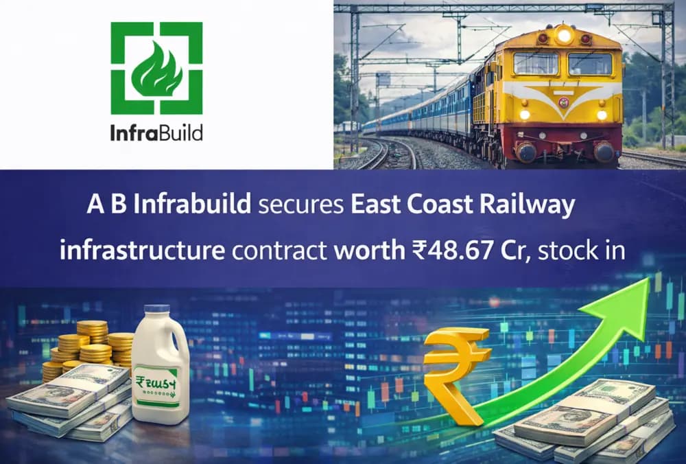 A B Infrabuild ने East Coast Railway के इंफ्रास्ट्रक्चर प्रोजेक्ट ₹48.67 करोड़ में जीता, शेयर चर्चा में।