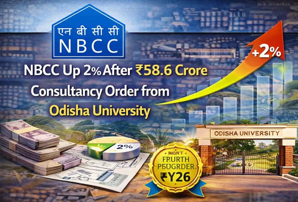 NBCC के शेयर में 2% की बढ़त,ऑडिशा यूनिवर्सिटी से ₹58.6 करोड़ के कंसल्टेंसी ऑर्डर के बाद ।