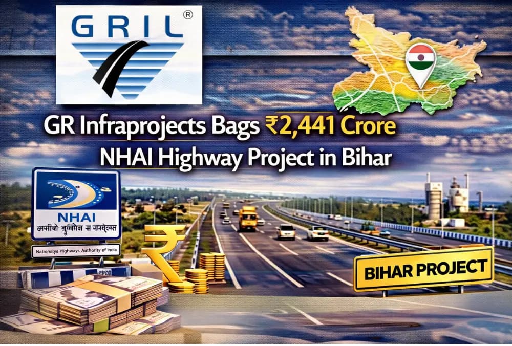 GR Infraprojects ने बिहार में ₹2,441 करोड़ का NHAI हाइवे प्रोजेक्ट जीता।