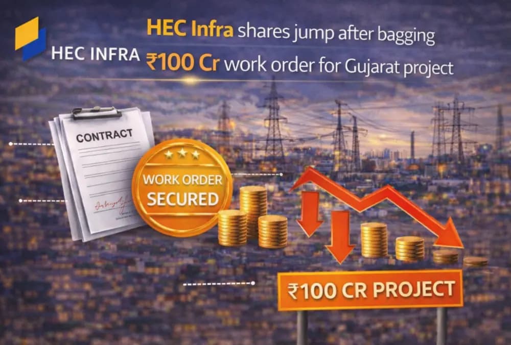 HEC Infra के शेयर में उछाल, गुजरात परियोजना के लिए ₹100 करोड़ का वर्क ऑर्डर मिलने के बाद।