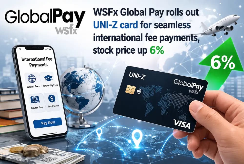 WSFx Global Pay ने UNI-Z कार्ड लॉन्च किया, अंतरराष्ट्रीय फीस पेमेंट आसान बनाने के बाद शेयर में 6% की बढ़त।