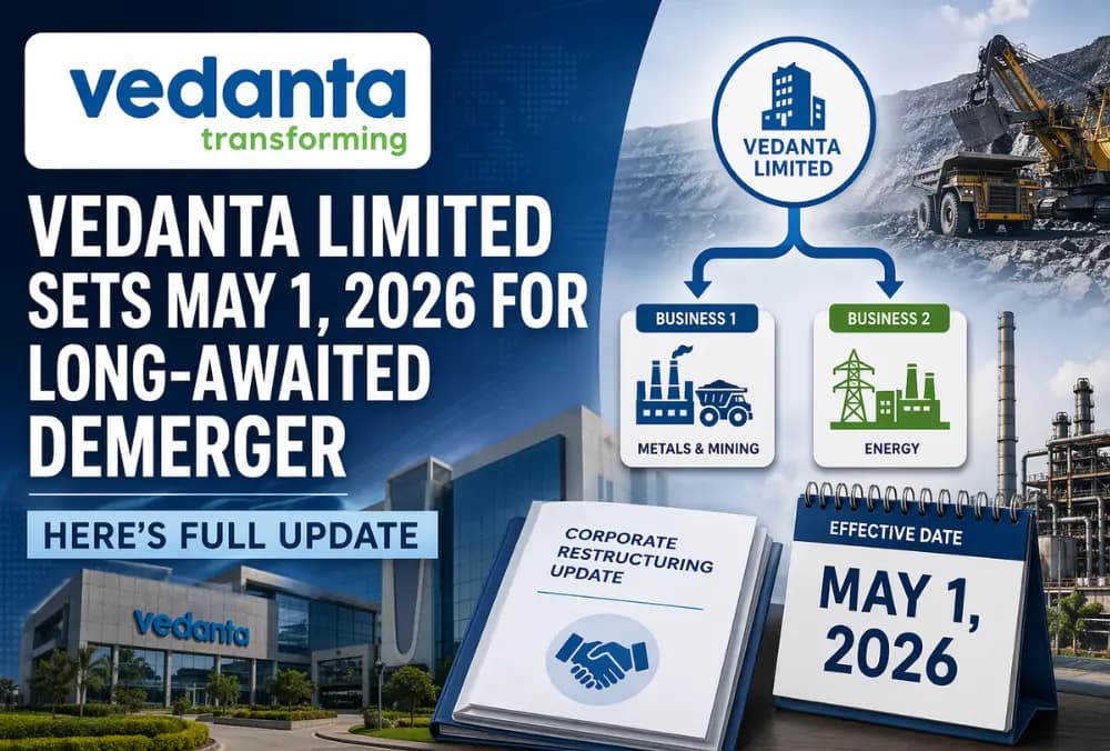 Vedanta Limited ने 1 मई 2026 को लंबे समय से प्रतीक्षित डिमर्जर के लिए तय किया, पूरी जानकारी यहां देखें।