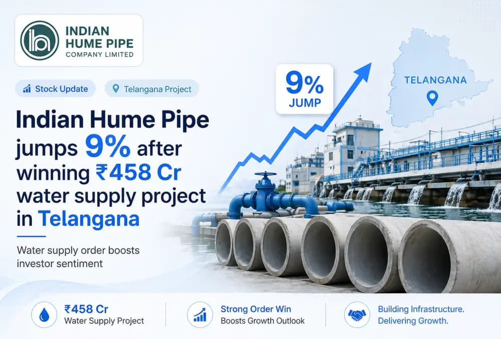Indian Hume Pipe jumps 9% after winning ₹458 Cr water supply project in Telangana