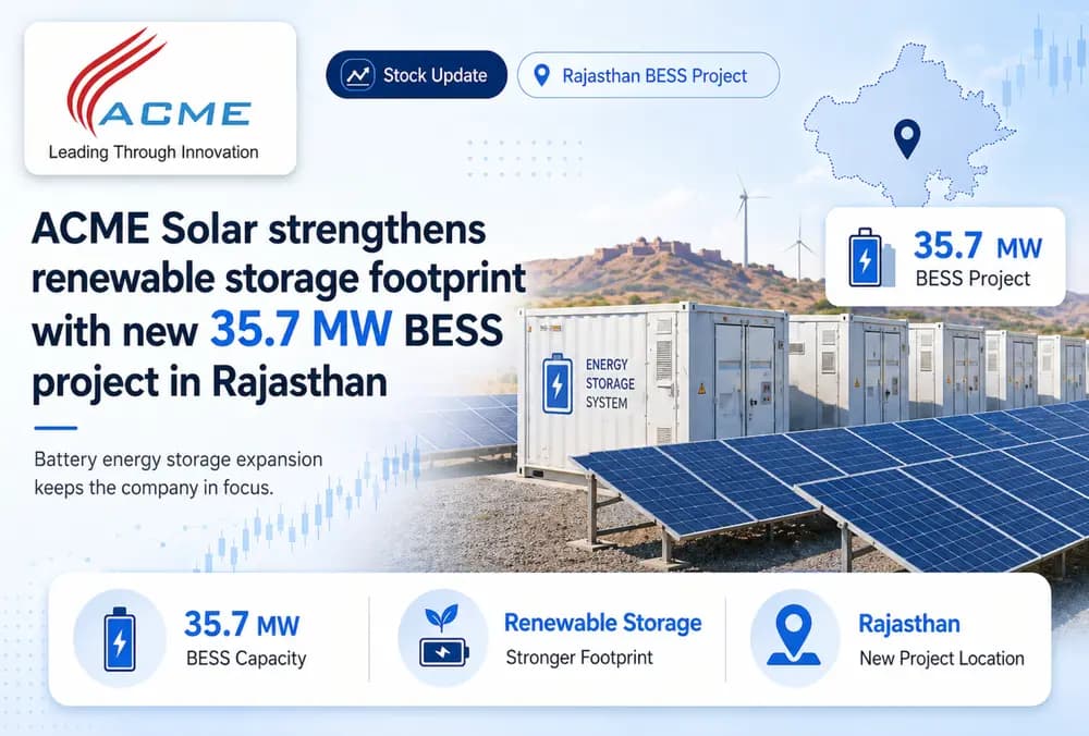 ACME Solar strengthens renewable storage footprint with new 35.7 MW BESS project in Rajasthan