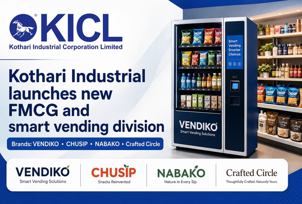 Kothari Industrial launches new FMCG and smart vending division with brands VENDIKO, CHUSIP, NABAKO and Crafted Circle