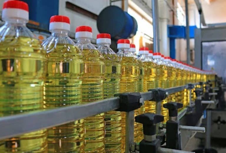 FMCG stock rises 7.7% after beginning production at its new edible oil refinery.
